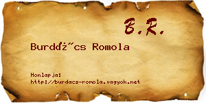 Burdács Romola névjegykártya